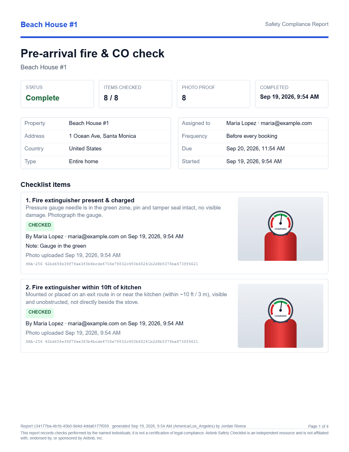 Airbnb safety compliance report PDF for short term rental insurance